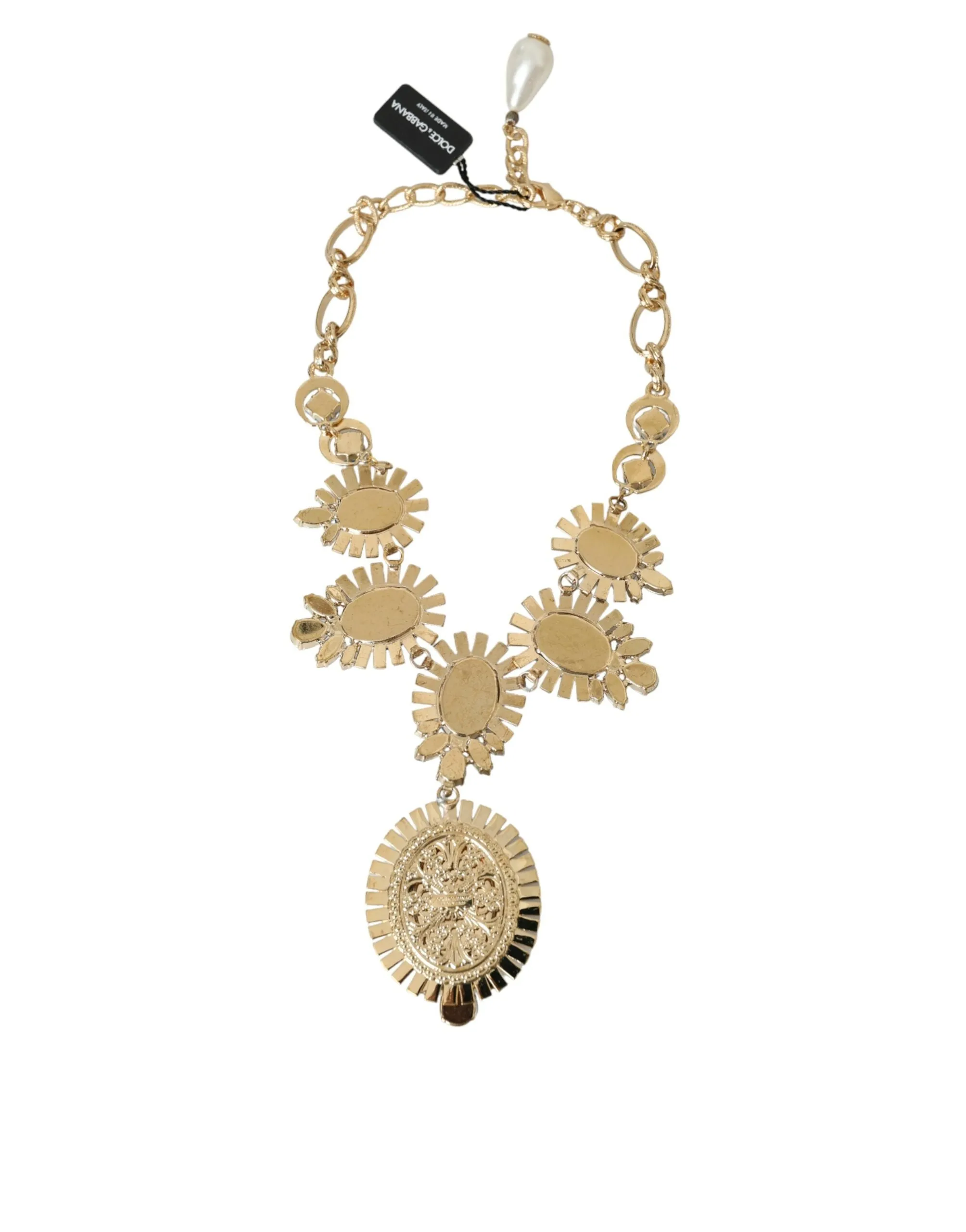 Gold ToneBrass PIETRE OVALI Crystal Embellished Necklace sold by Louxly product image thumbnail 5