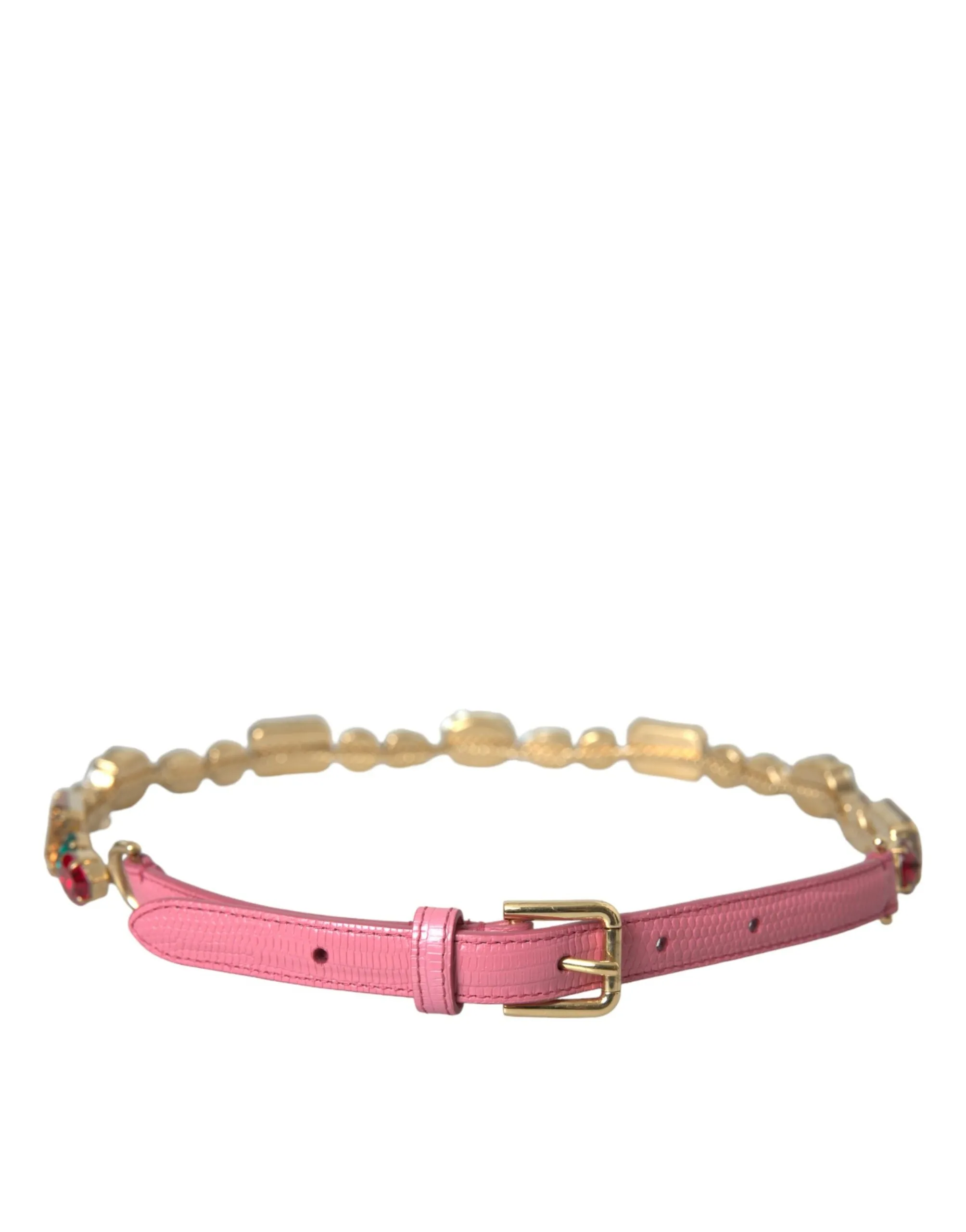 Pink Leather Crystal Chain Embellished Belt sold by Louxly