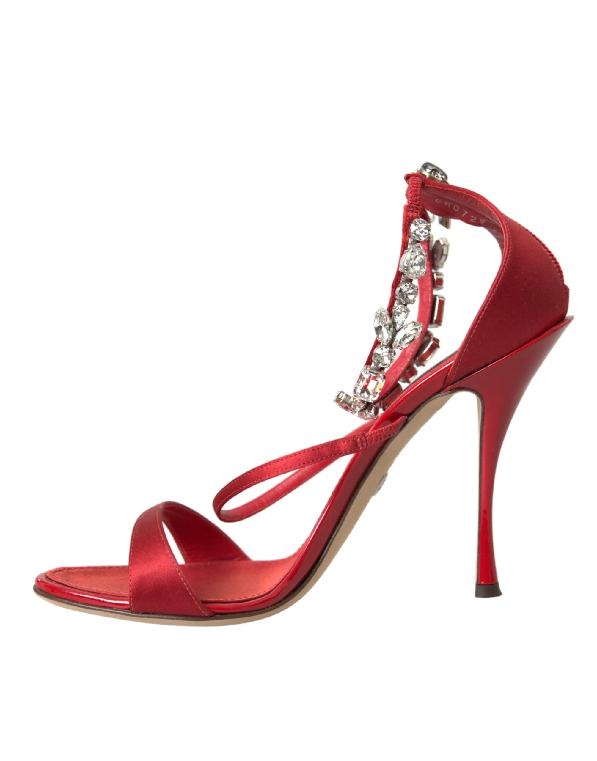 Keira Red Satin Crystals Sandals Heels Shoes sold by Louxly product image thumbnail 5