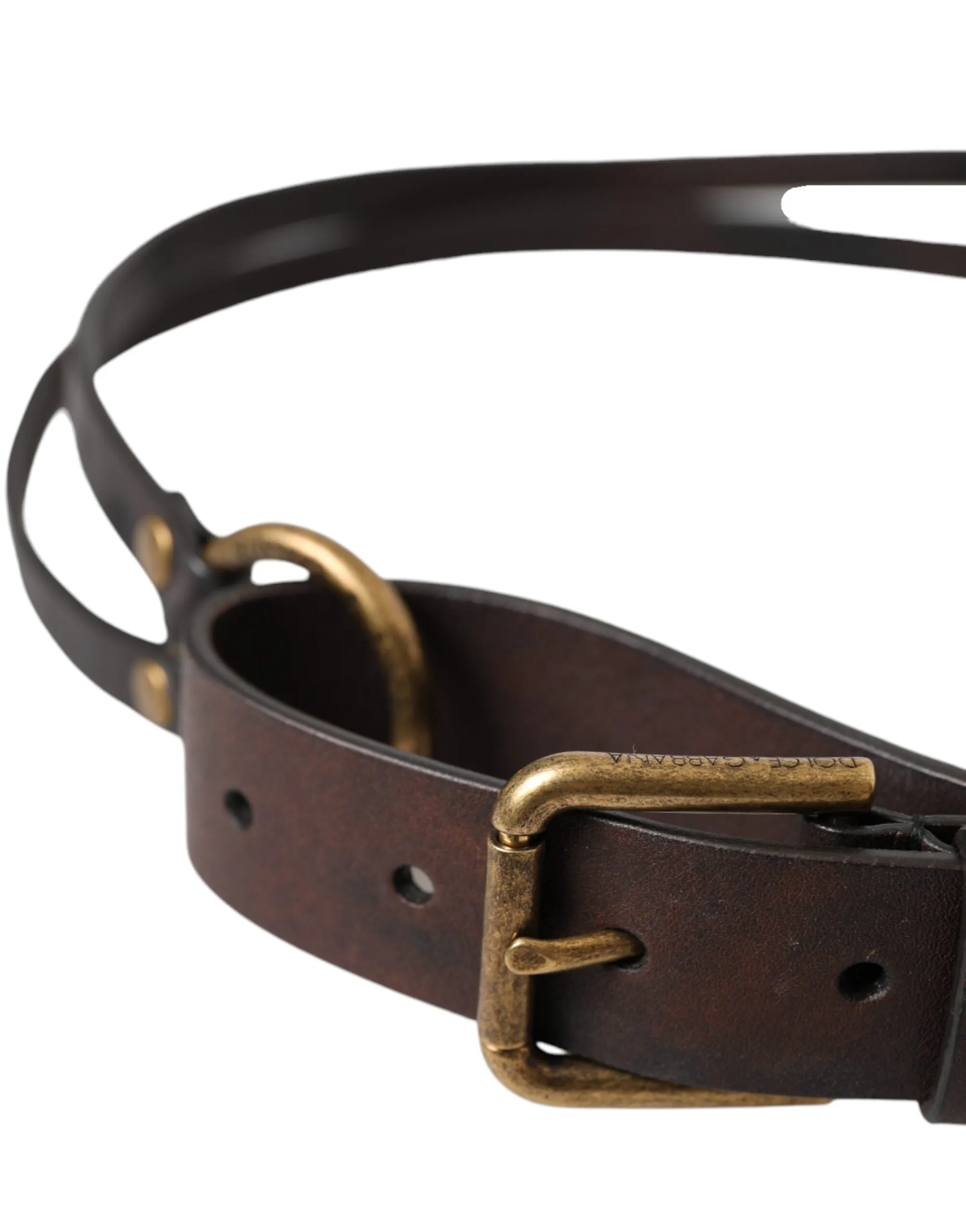 Dark Brown Leather Gold Metal Buckle Women Belt sold by Louxly product image thumbnail 3