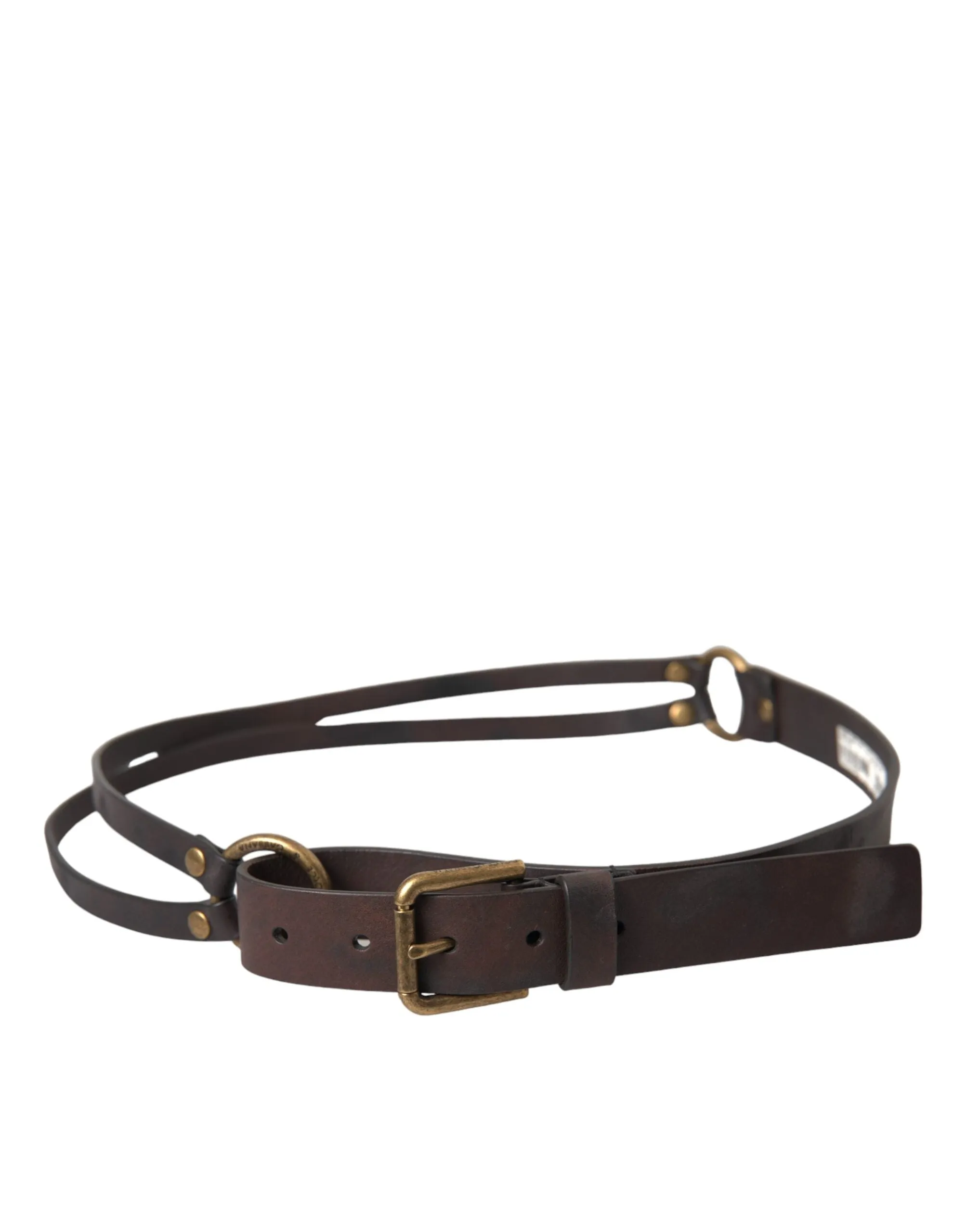 Dark Brown Leather Gold Metal Buckle Women Belt sold by Louxly product image thumbnail 2