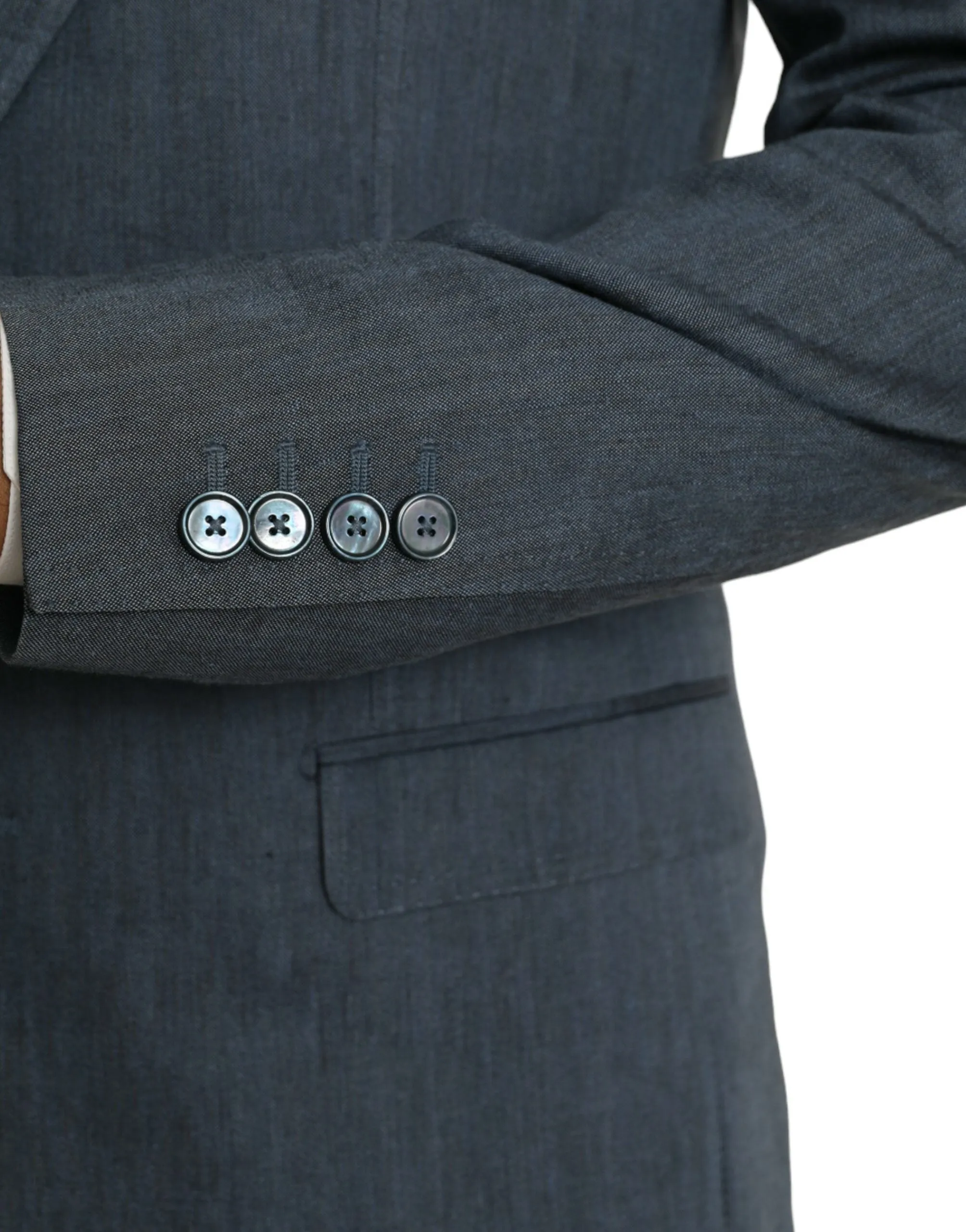 Blue Linen NAPOLI Single Breasted Coat Blazer sold by Louxly product image thumbnail 5