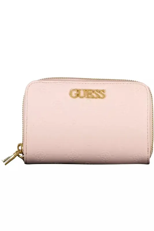 Chic Pink Double Compartment Wallet with Logo Detail sold by Louxly