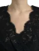 Elegant Black Floral Lace Sheath Mini Dress sold by Louxly