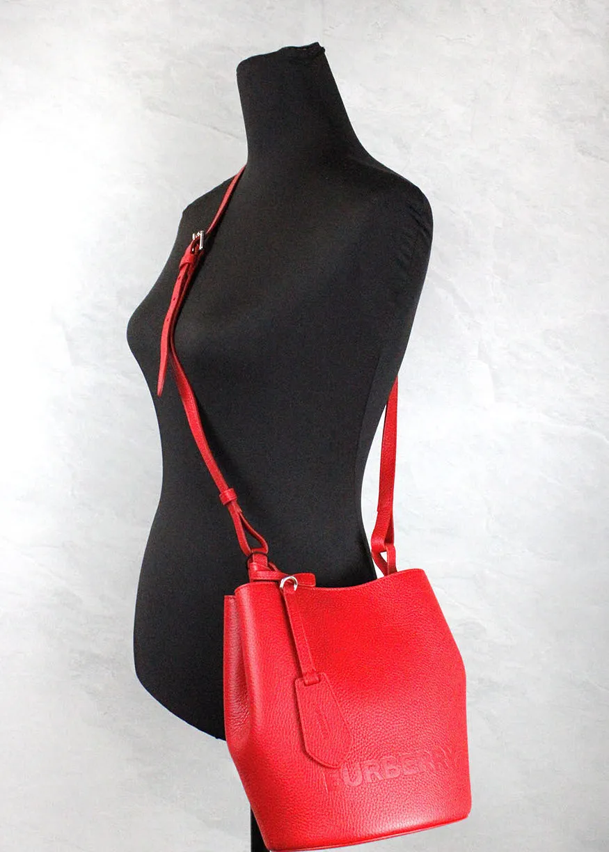 Lorne Small Red Pebbled Leather Bucket Crossbody Purse Bag sold by Louxly product image thumbnail 2