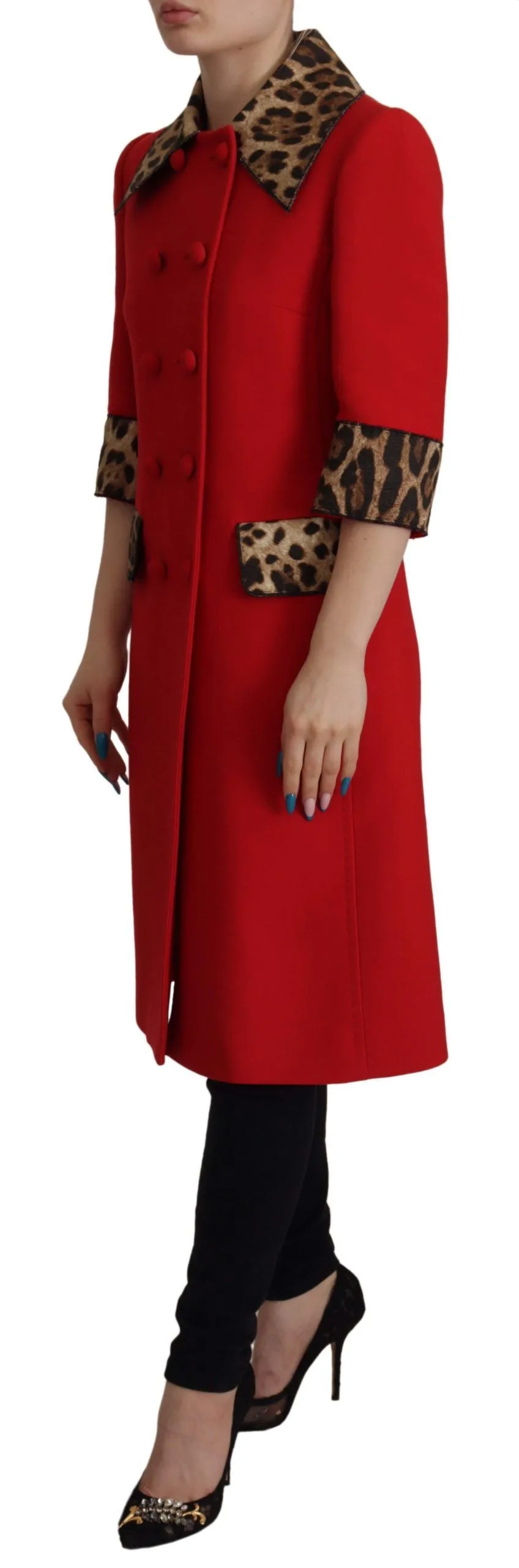 Elegant Red Leopard Trench Coat sold by Louxly product image thumbnail 2