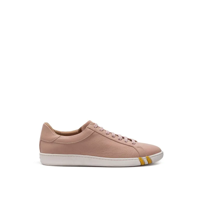 Elegant Pink Cotton Leather Sneakers sold by Louxly