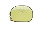 Jet Set Glam Light Sage Leather Front Pocket Oval Crossbody Handbag sold by Louxly