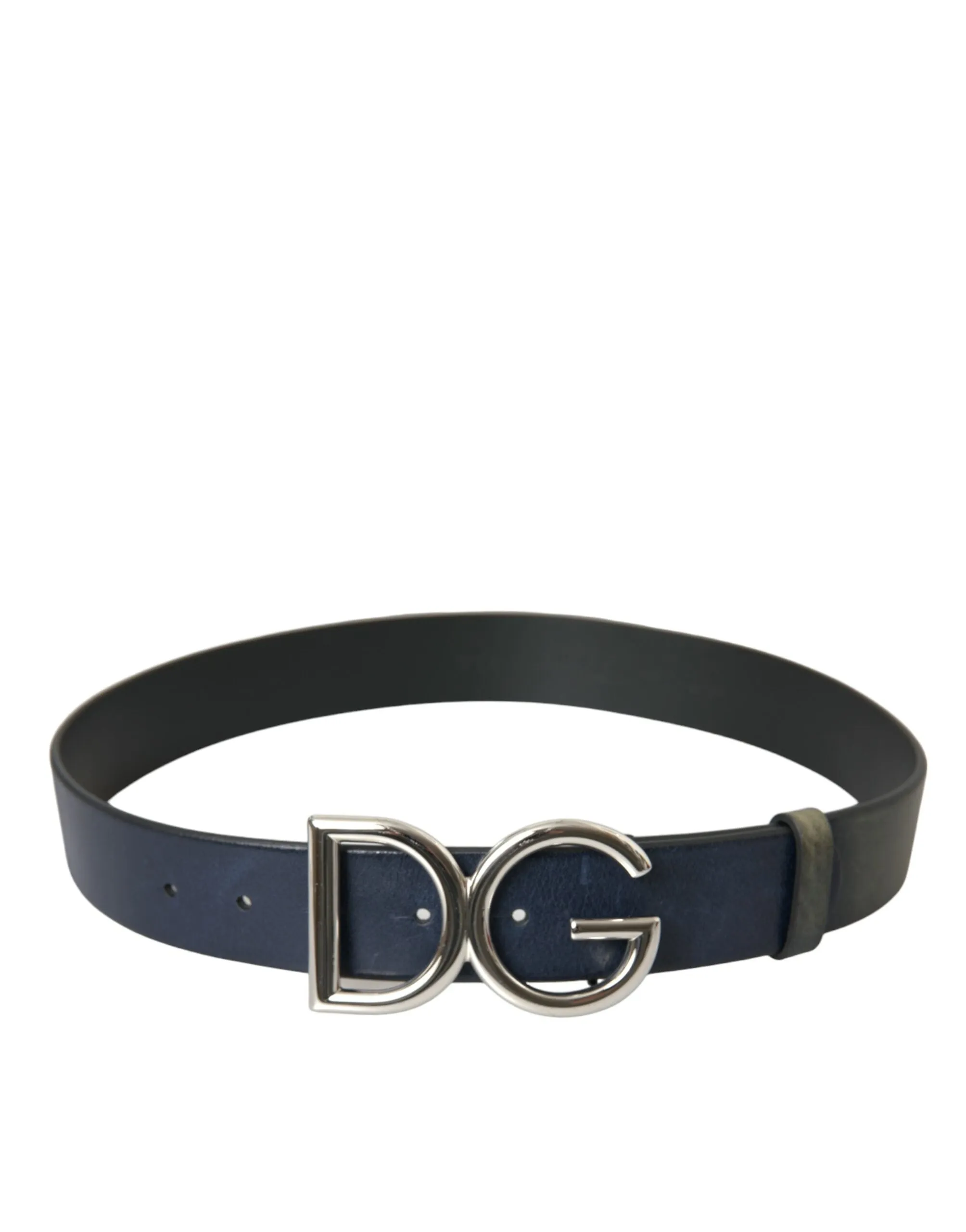 Blue Leather Silver Metal Logo Buckle Belt Men sold by Louxly product image thumbnail 3