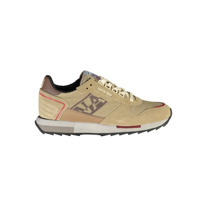 Beige Contrast Lace-up Sports Sneakers sold by Louxly