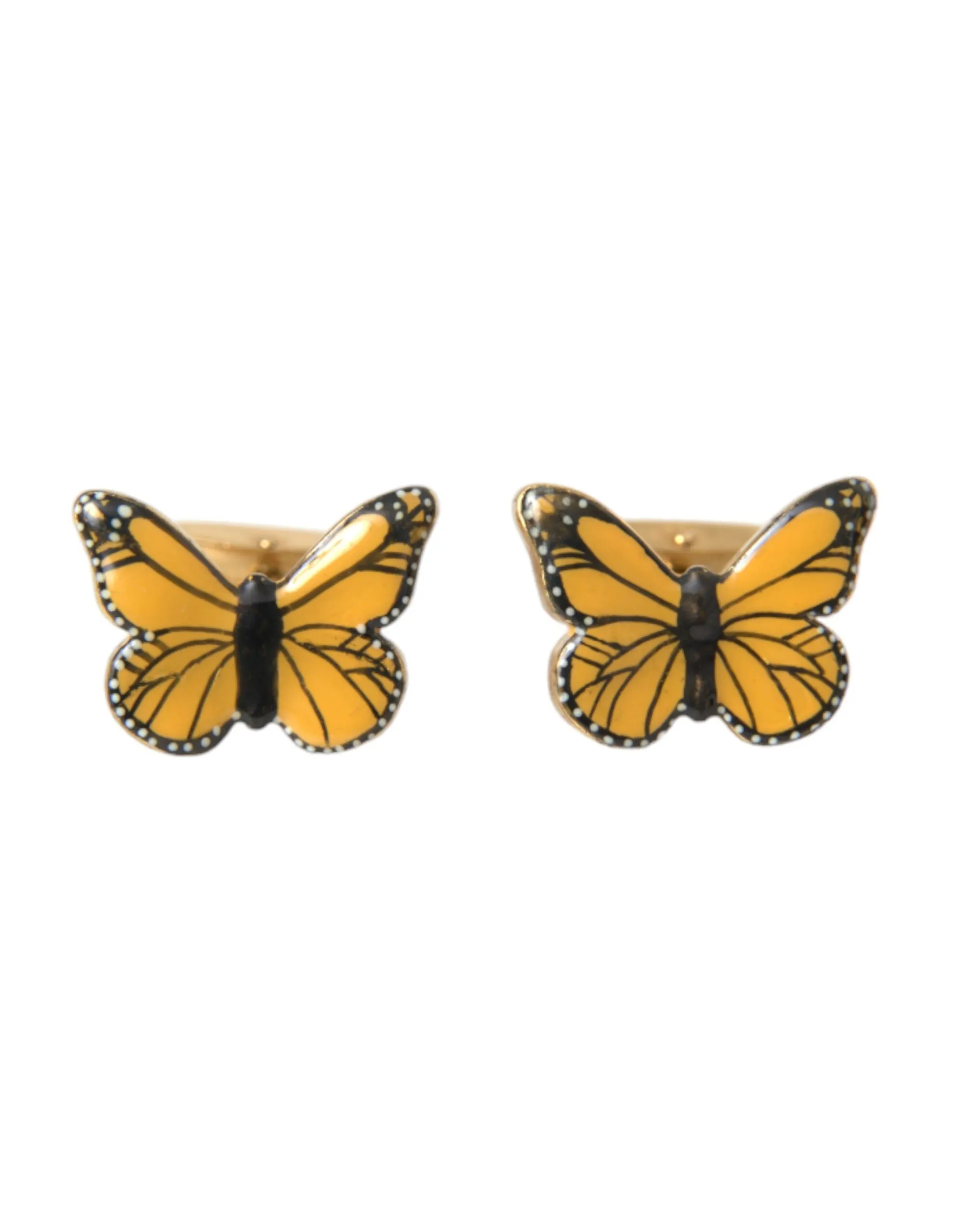 Gold Tone Brass Butterfly Enamel Men Cufflink sold by Louxly