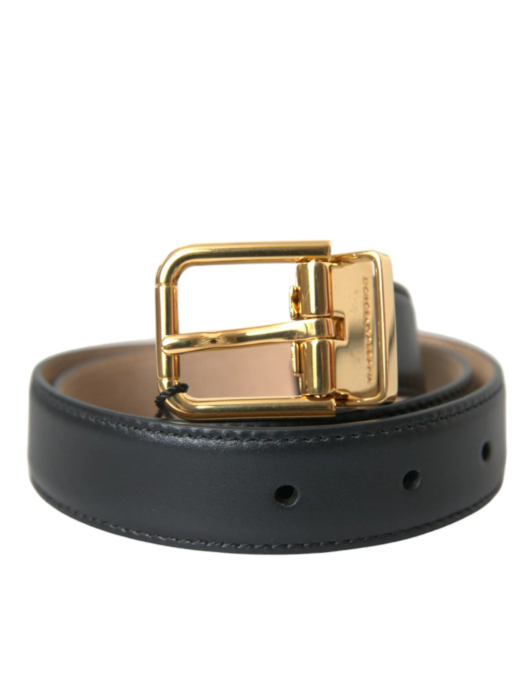 Black Leather Gold Metal Buckle Belt Men sold by Louxly