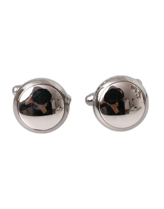 Silver Plated Brass Round Pin Men Cufflinks sold by Louxly