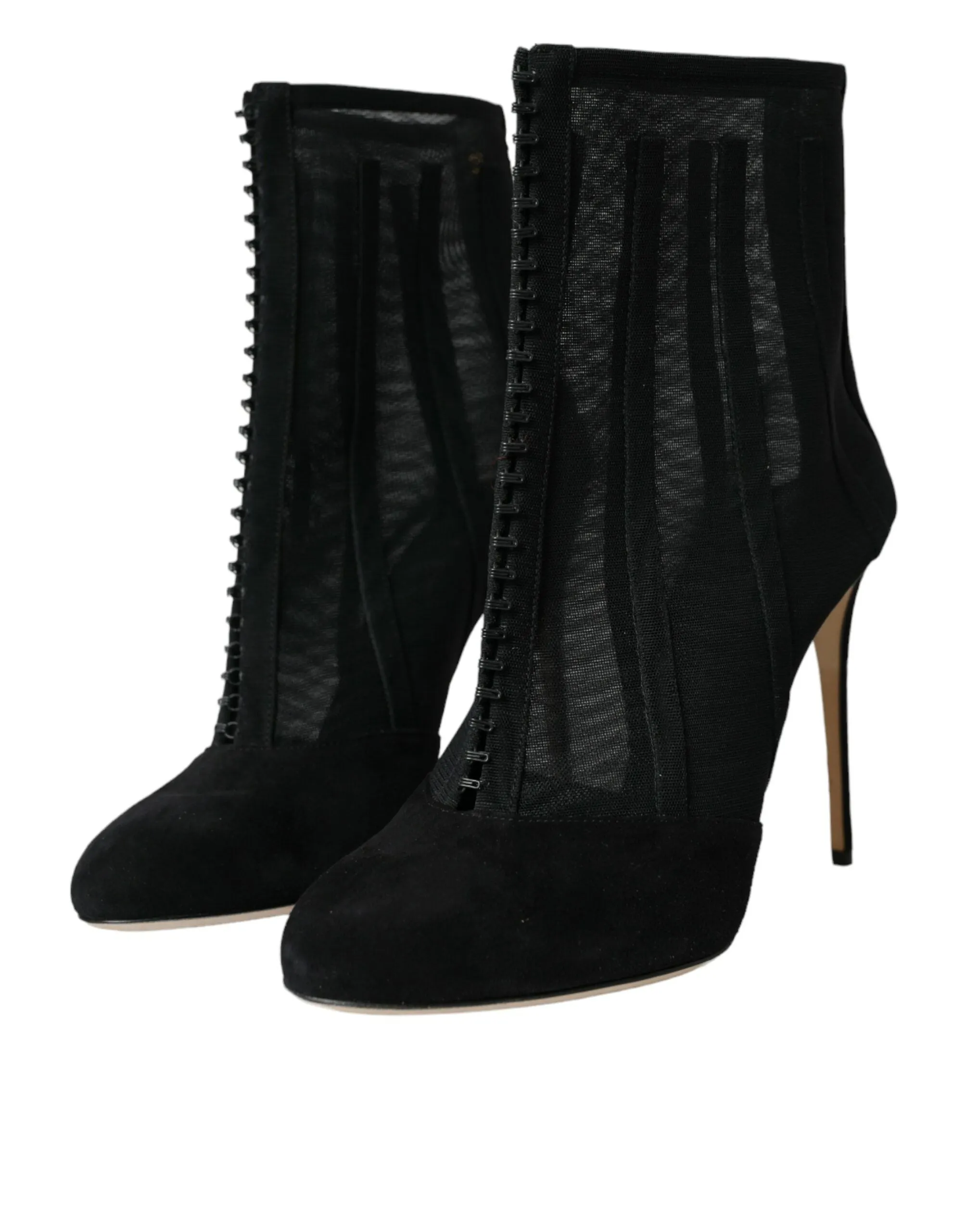 Black Mesh Stiletto Heels Ankle Boots Shoes sold by Louxly product image thumbnail 3