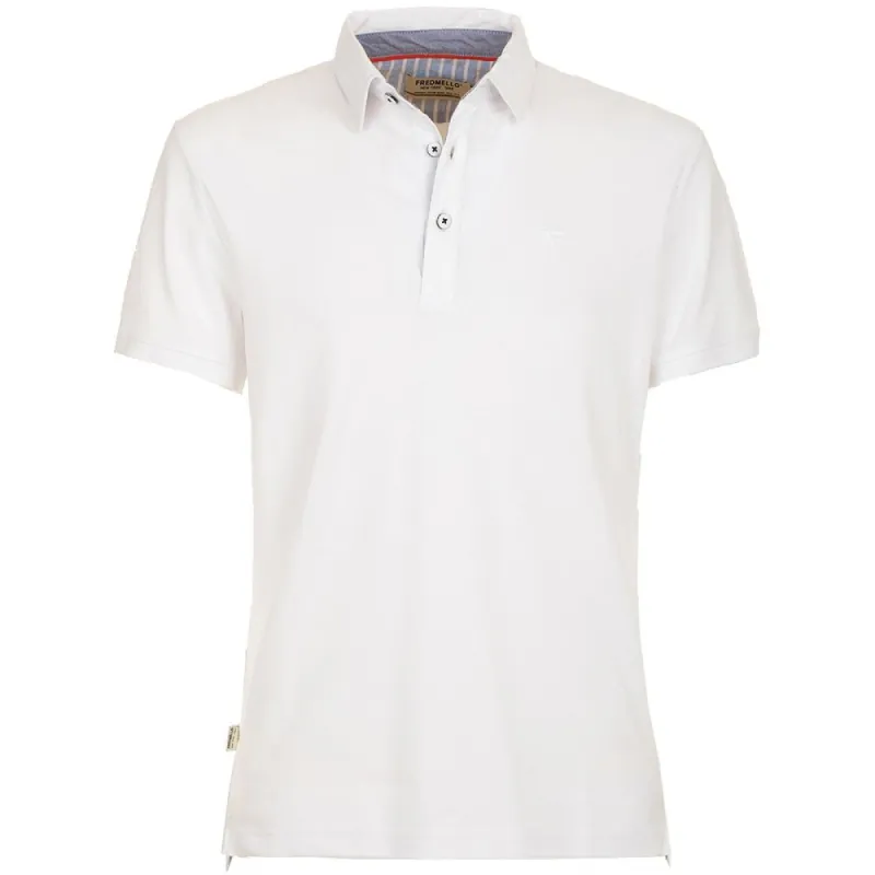 Chic White Cotton Polo Shirt with Chest Logo sold by Louxly