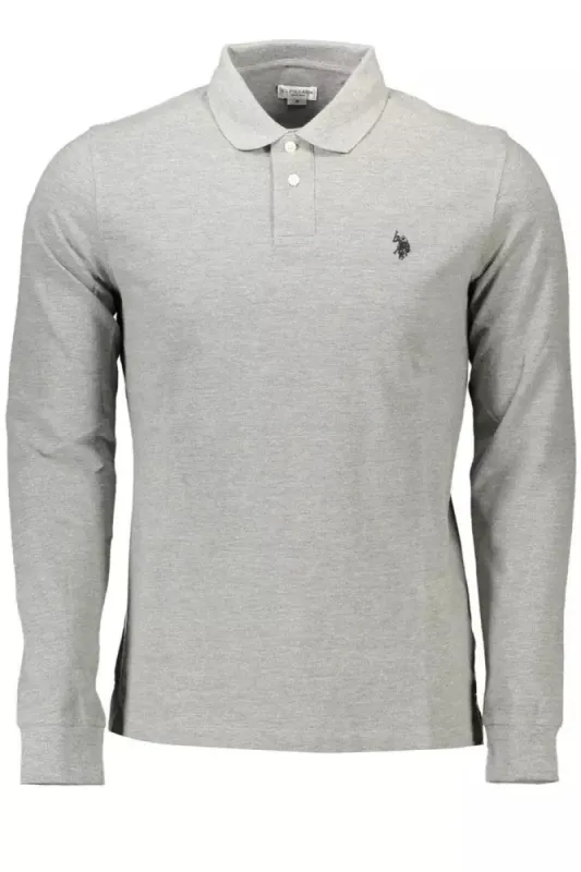 Elegant Long-Sleeved Polo Shirt in Gray sold by Louxly