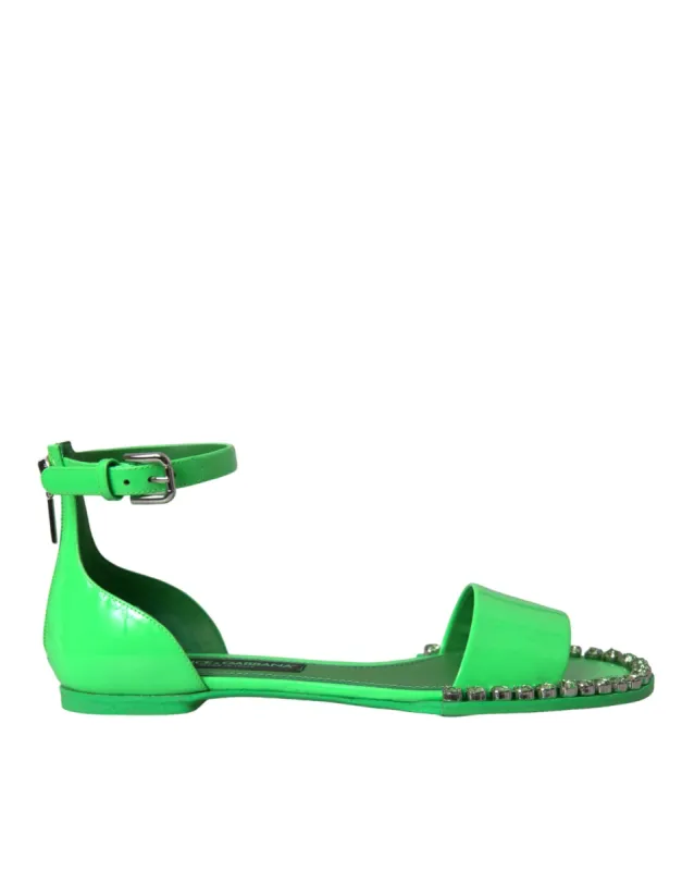 Neon Green Crystal Ankle Strap Sandals Shoes sold by Louxly
