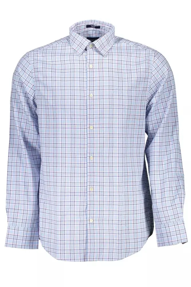Light Blue Cotton Men Shirt sold by Louxly
