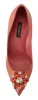 Exotic Leather Heels Pumps in Pink sold by Louxly
