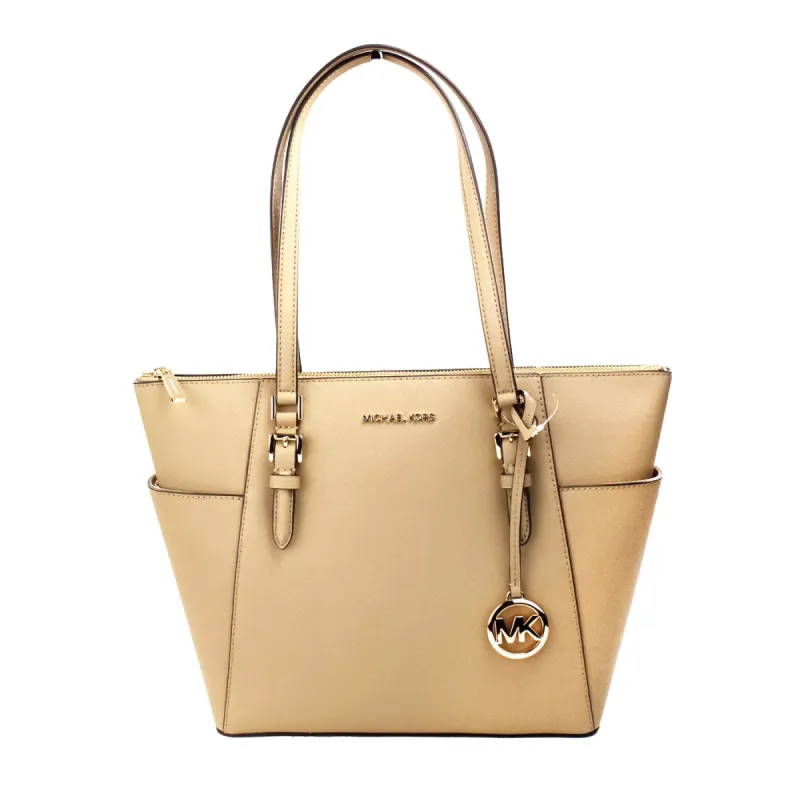 Charlotte Camel Large Leather Top Zip Tote Bag Purse sold by Louxly