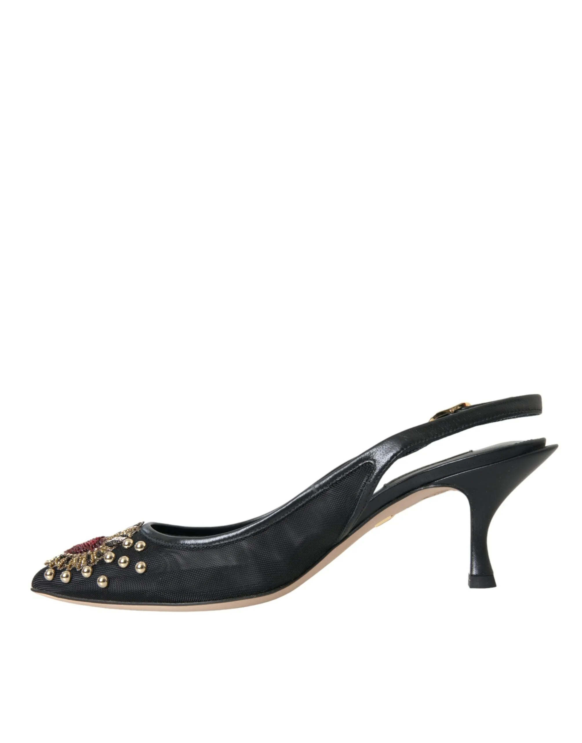 Black Mesh Embellished Heel Slingbacks Shoes sold by Louxly product image thumbnail 5