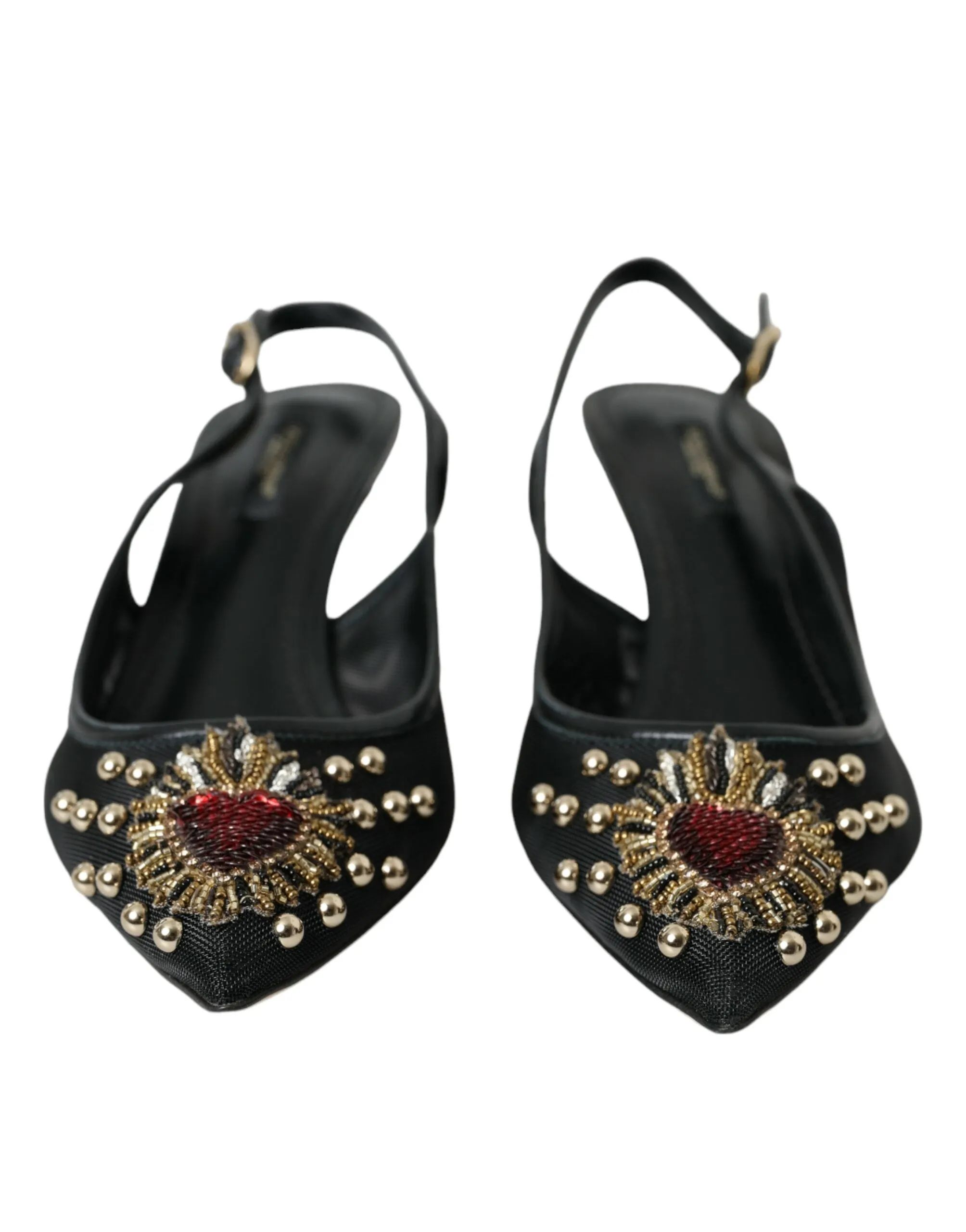 Black Mesh Embellished Heel Slingbacks Shoes sold by Louxly product image thumbnail 2