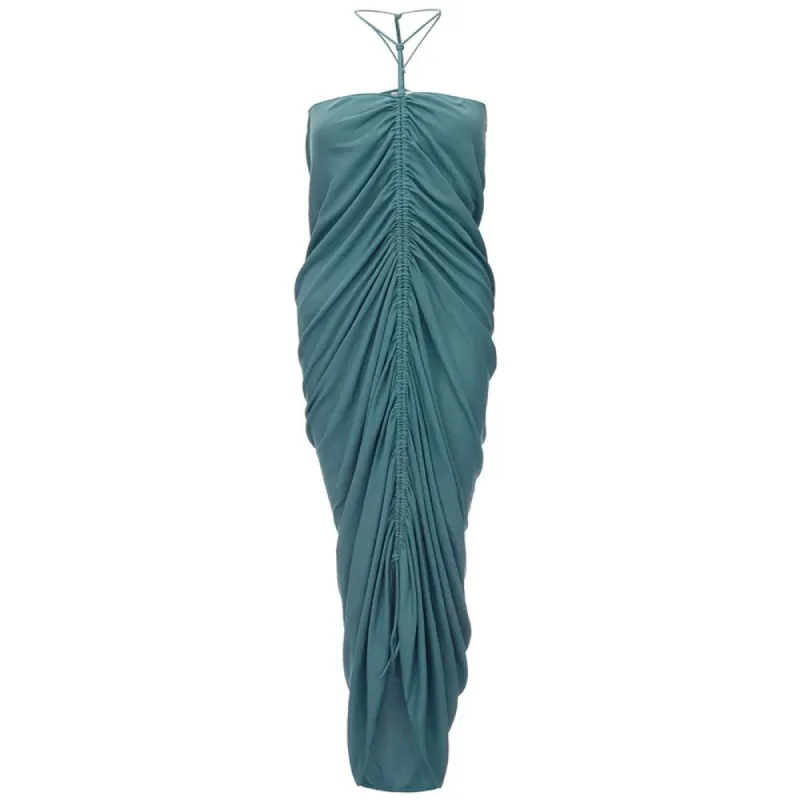 Elegant Green Viscose Dress for Women sold by Louxly