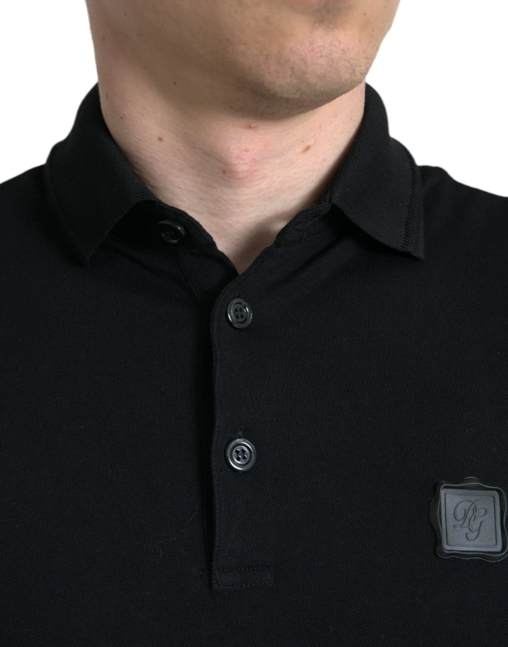 Elegant Black Cotton Polo Shirt sold by Louxly product image thumbnail 4