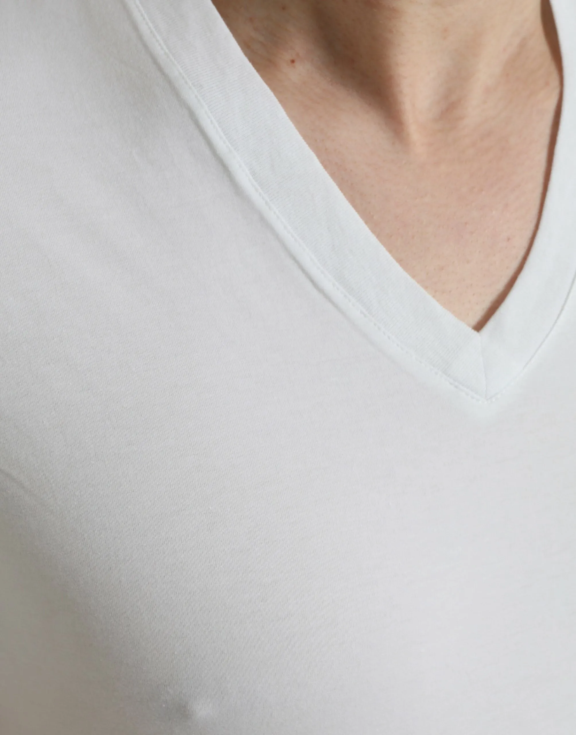 White Cotton V-neck Short Sleeve Underwear T-shirt sold by Louxly product image thumbnail 4