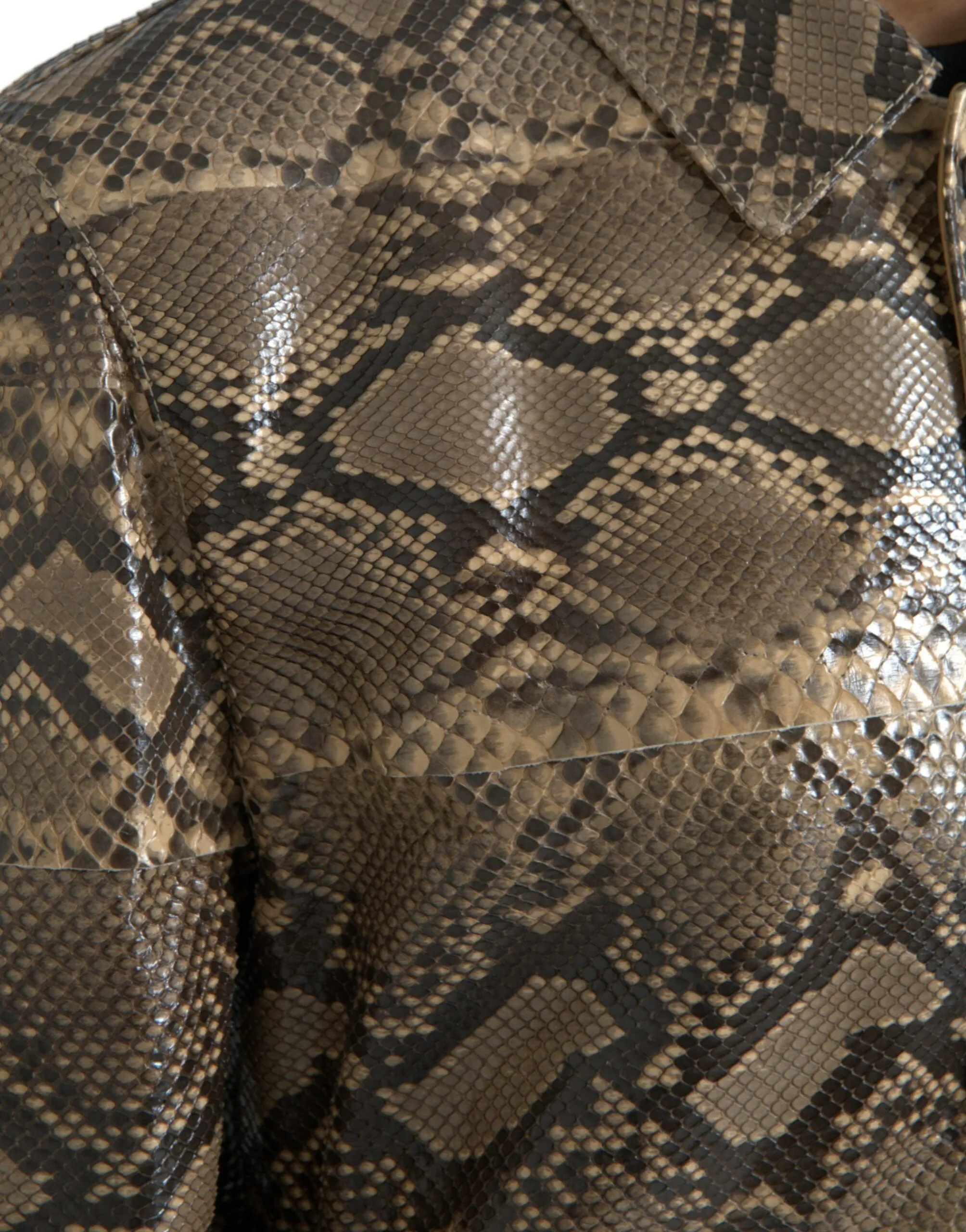 Beige Exotic Leather Biker Blouson Jacket sold by Louxly product image thumbnail 5