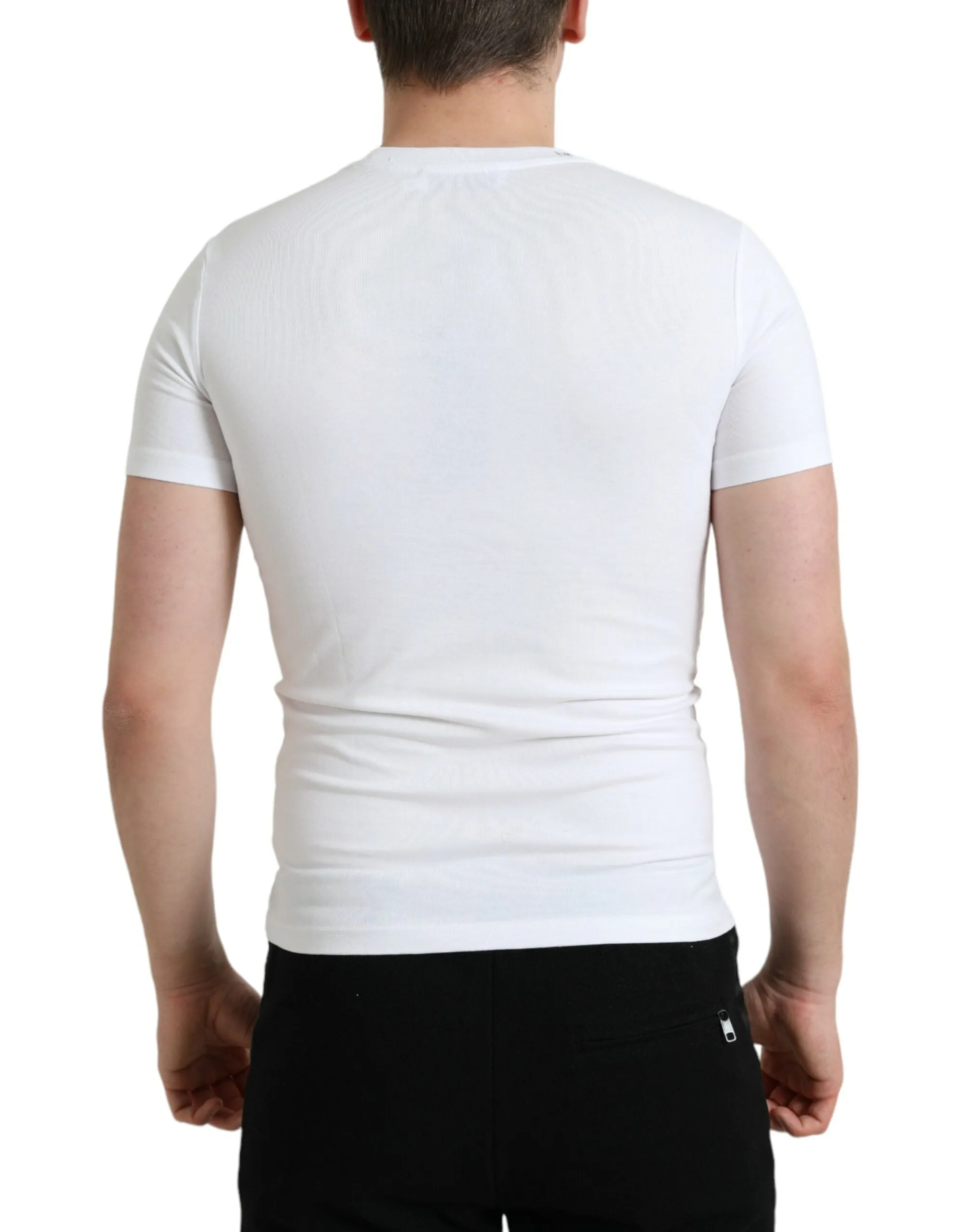 Elegant White Logo Crewneck Tee sold by Louxly product image thumbnail 3