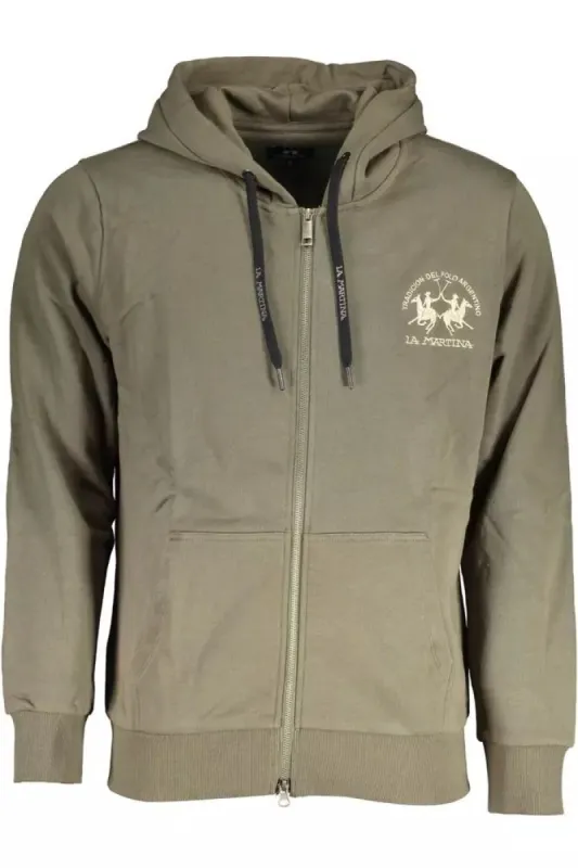 Elegant Green Hooded Zip Sweater sold by Louxly