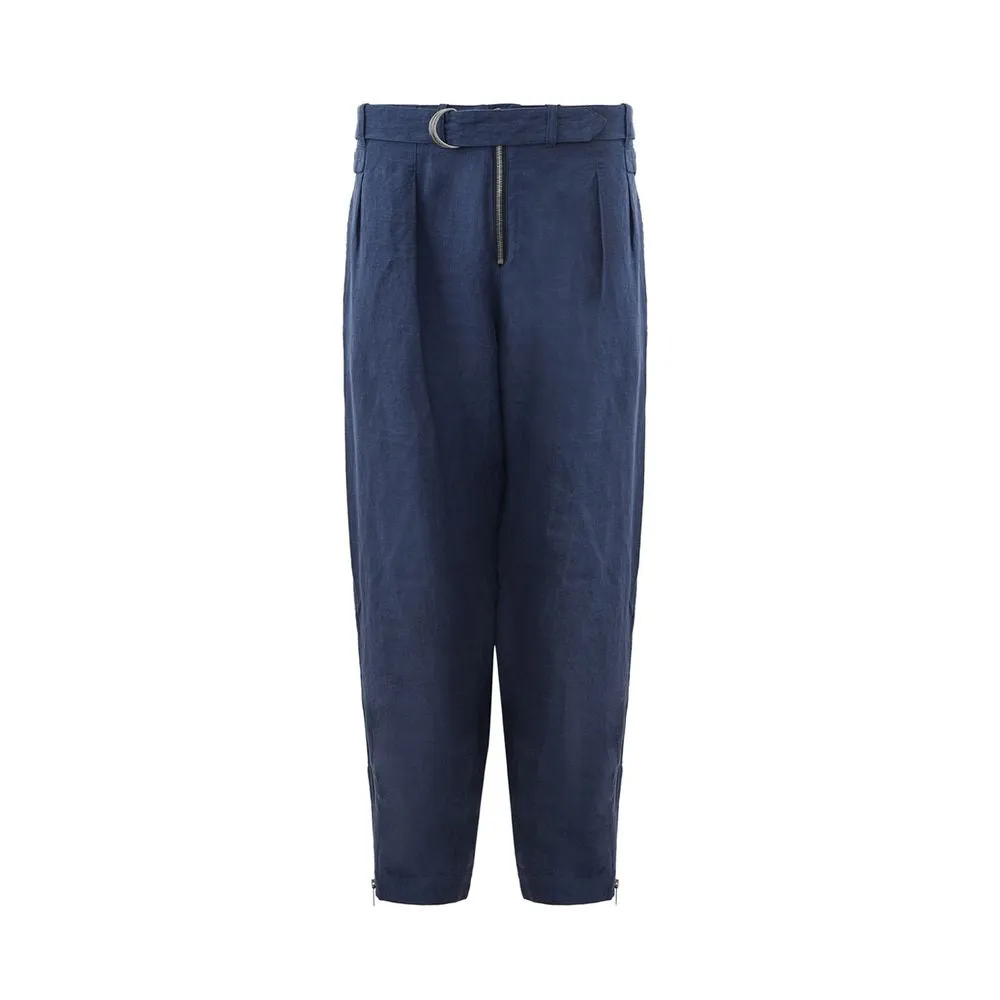 Elegant Linen Blue Trousers for Men sold by Louxly