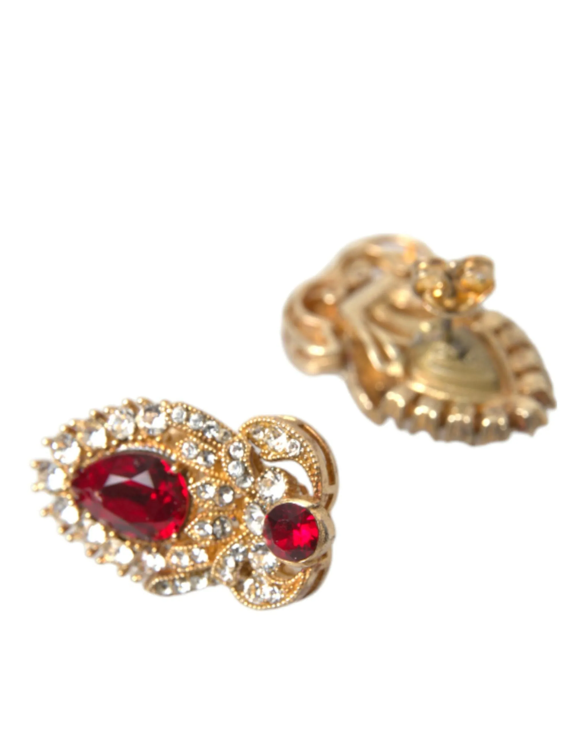 Sterling Silver Gold Plated Red Crystals Jewelry Earrings sold by Louxly product image thumbnail 5