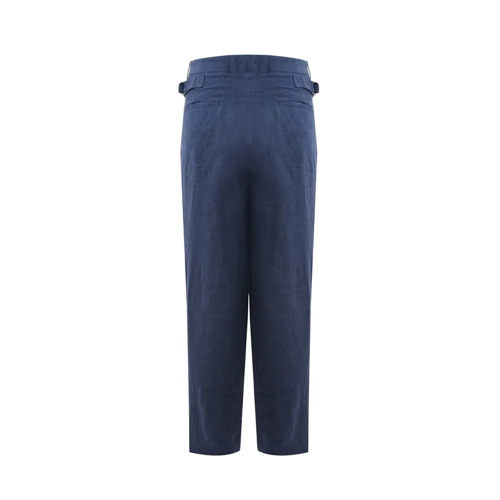 Elegant Linen Blue Trousers for Men sold by Louxly product image thumbnail 2