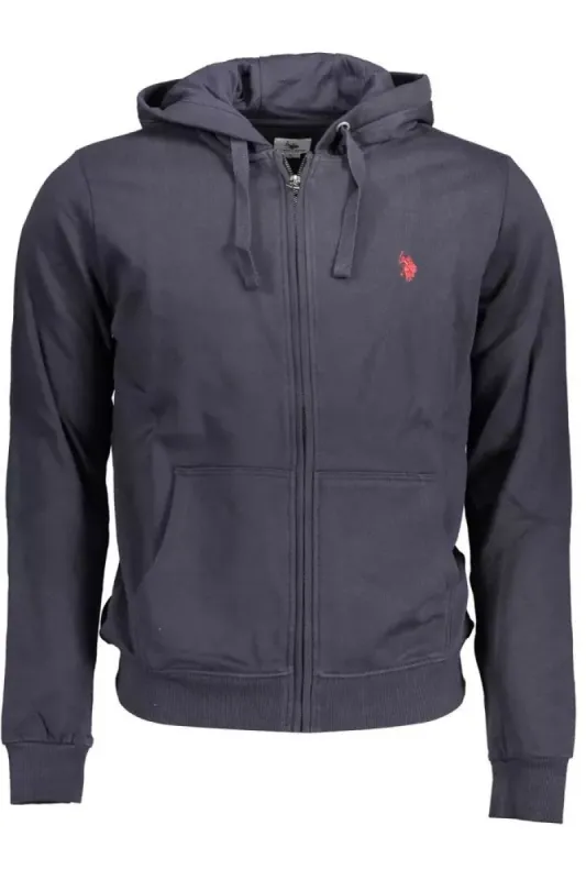 Elegant Blue Zip Hoodie with Embroidered Logo sold by Louxly