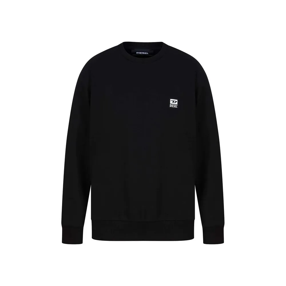 Sleek Black Cotton Blend Sweatshirt sold by Louxly
