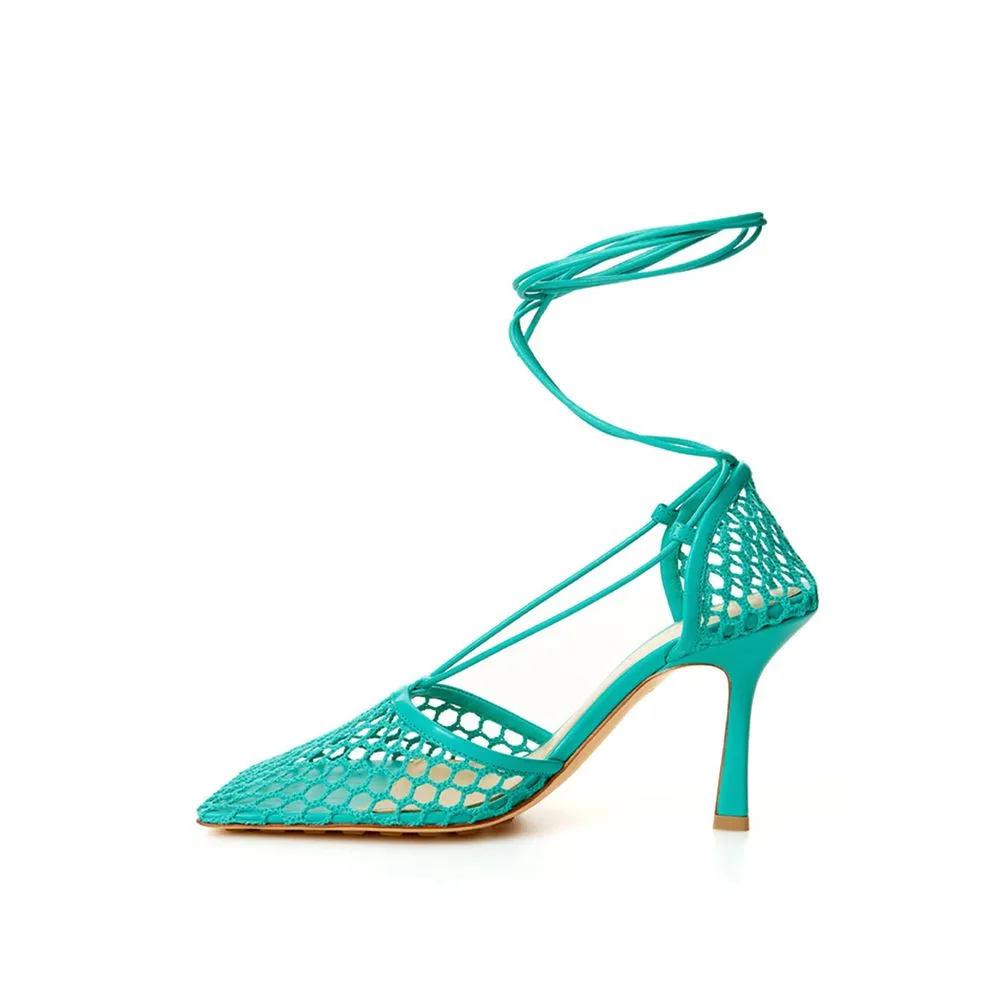 Emerald Elegance Cotton-Leather Sandals sold by Louxly product image thumbnail 2
