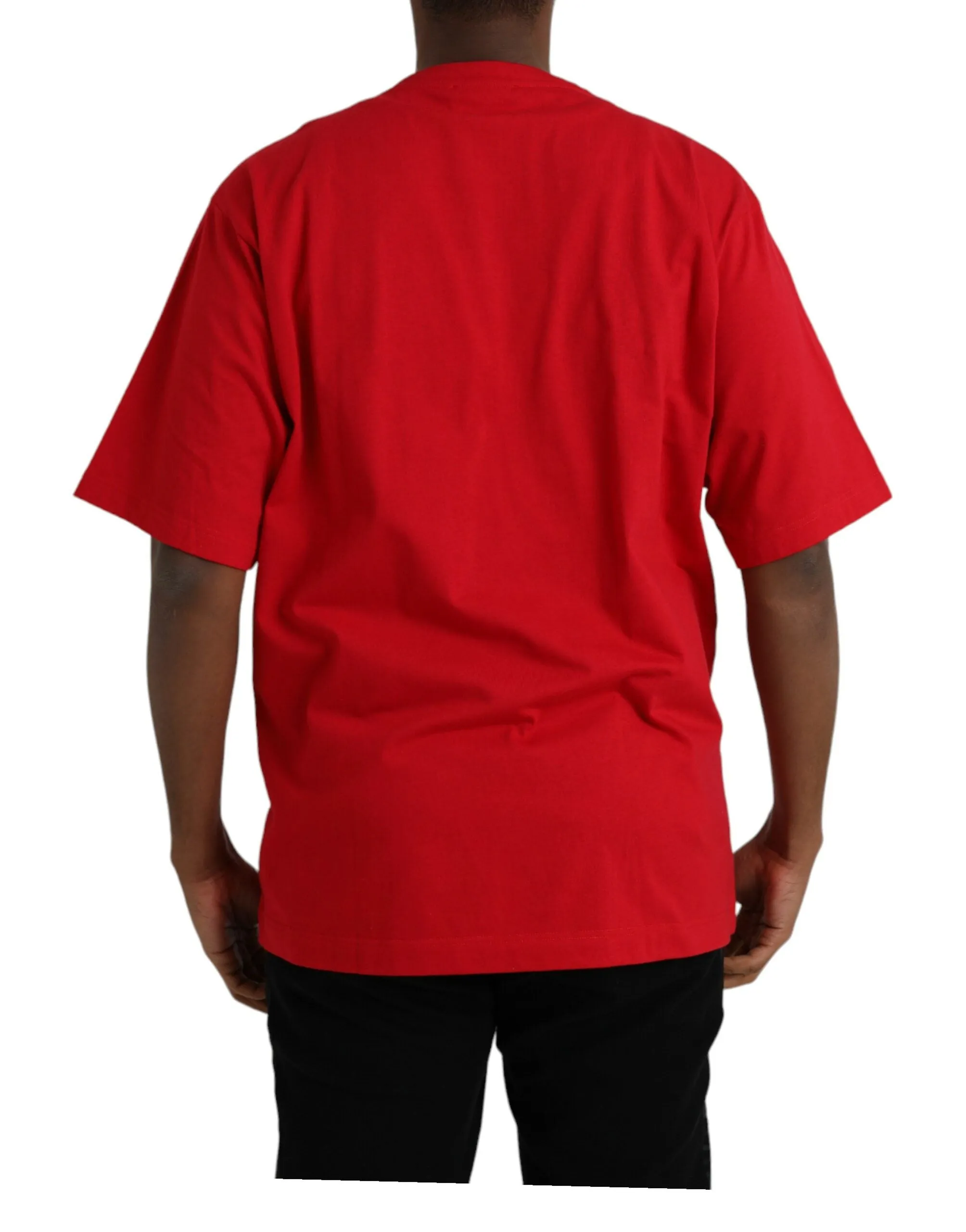 Red Logo Print Cotton Crew Neck T-shirt sold by Louxly product image thumbnail 3