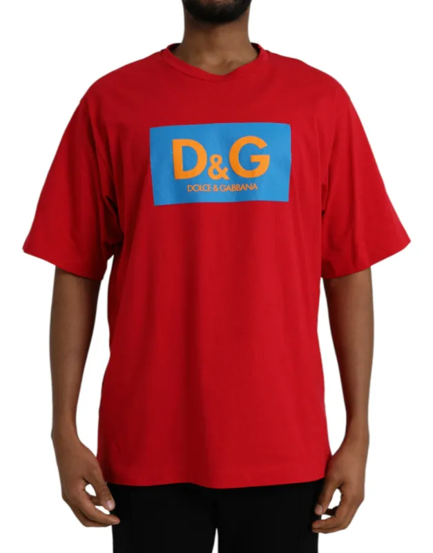 Red Logo Print Cotton Crew Neck T-shirt sold by Louxly