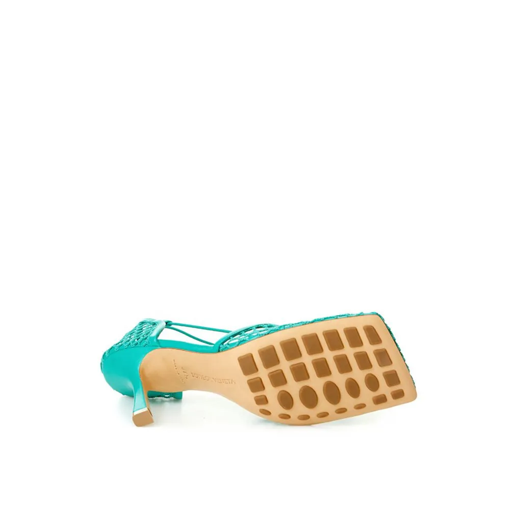 Emerald Elegance Cotton-Leather Sandals sold by Louxly product image thumbnail 4