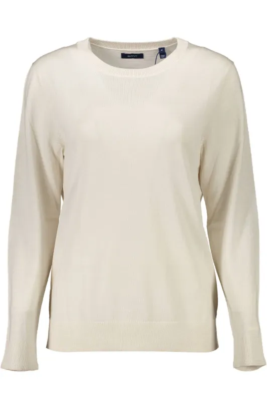 Elegant Beige Wool Sweater with Classic Logo sold by Louxly