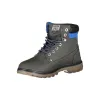 Elegant Gray High Lace-Up Boots with Logo Detail sold by Louxly