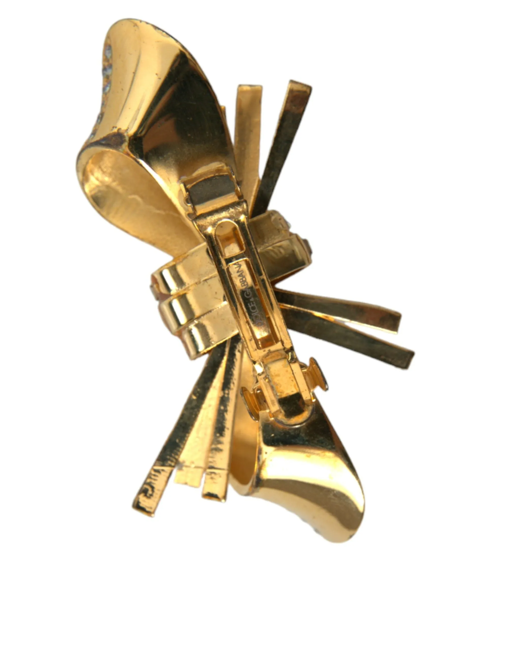 Gold Tone Brass Bow Crystal Women Hair Clip sold by Louxly product image thumbnail 3