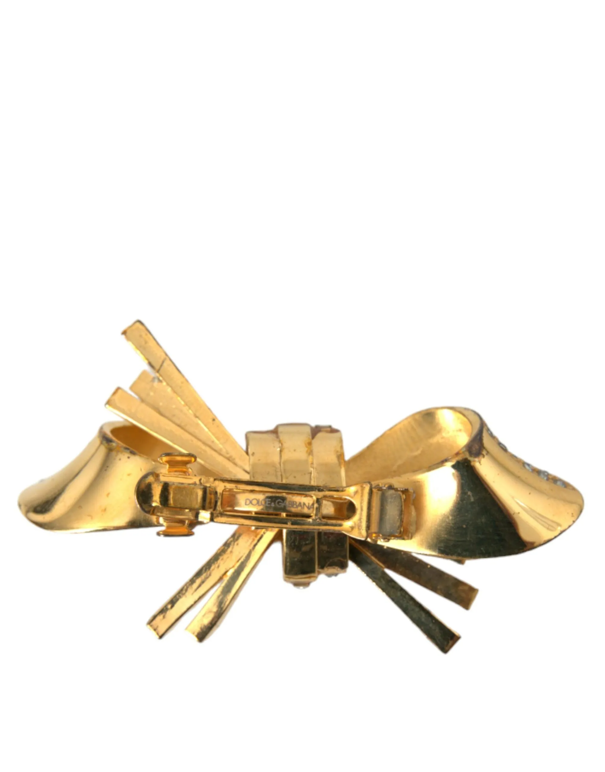Gold Tone Brass Bow Crystal Women Hair Clip sold by Louxly product image thumbnail 2