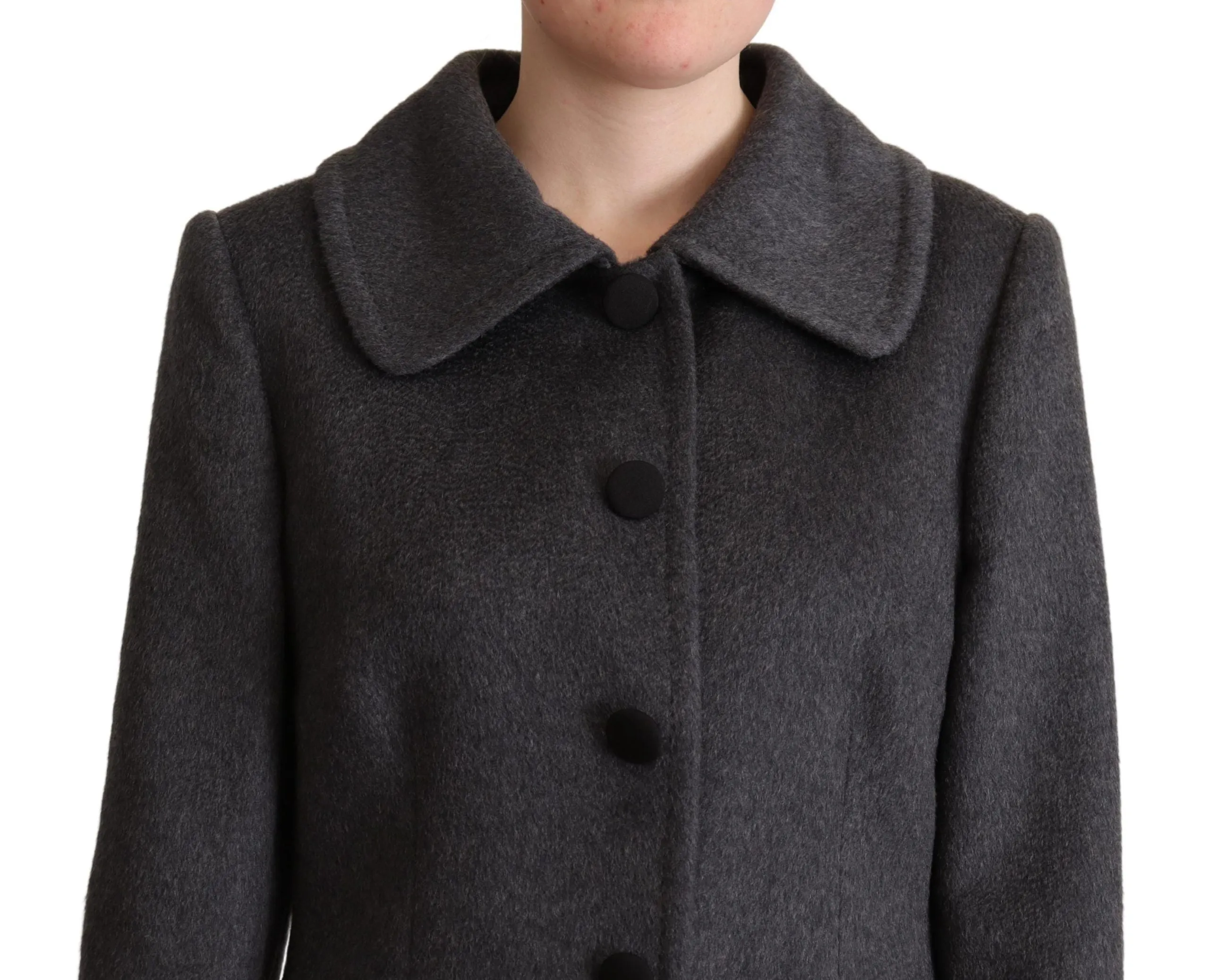 Elegant Gray Cashmere Trench Coat sold by Louxly product image thumbnail 4