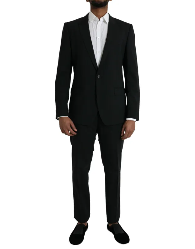 Black Wool MARTINI Formal 2 Piece Suit sold by Louxly