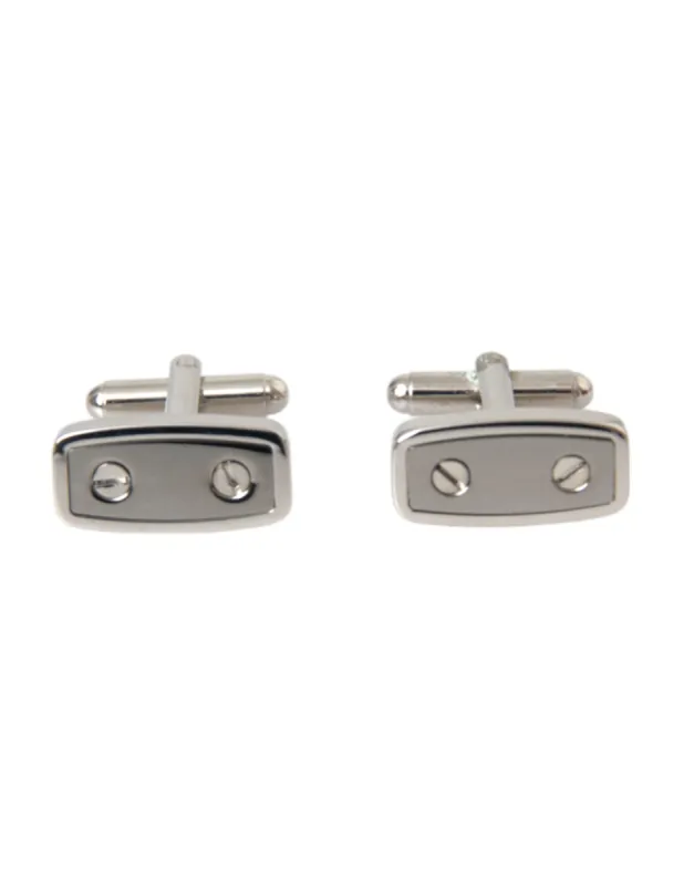 Silver Plated Metal Brass Pin Men Cufflinks made by Louxly