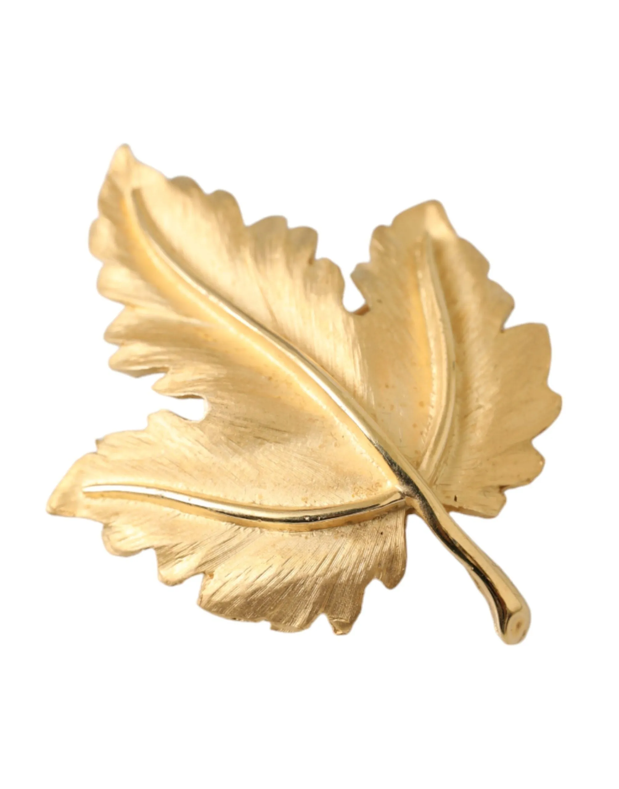 Gold Brass Leaf Embellished Women Brooch Pin sold by Louxly