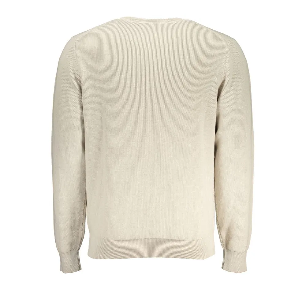 Beige Crew Neck Cotton Sweater with Logo Detail sold by Louxly product image thumbnail 2